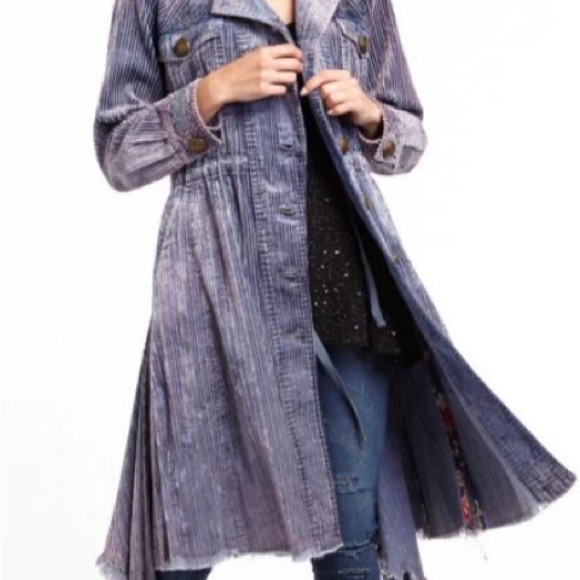 Stone washed corduroy trench with inside adjustable twill tape belt - Picture 4 of 5